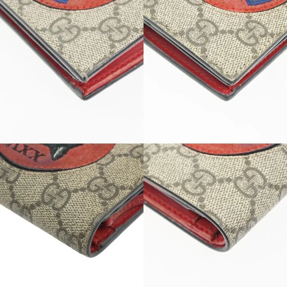 GUCCI Logo Mystic Cat GG Pattern Compact Wallet Supreme Leather Brown 63CA641 - Picture 10 of 12